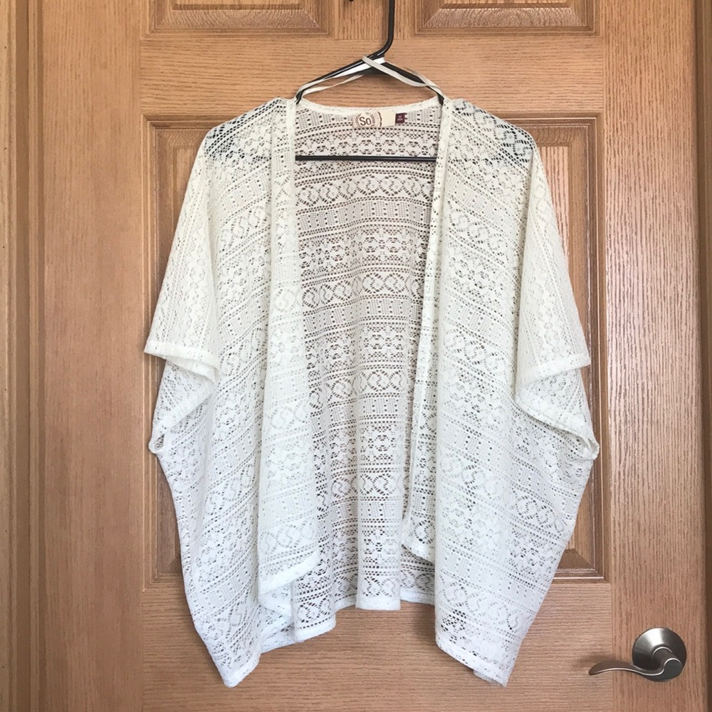 White crochet kimono